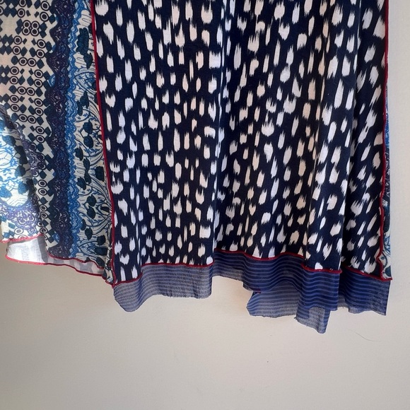 Anya SF Patchwork panel Print Dress Blue Mixed Pattern 3/4 Sleeve Boho Size S - Picture 5 of 14